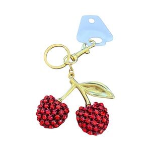 Gold and‎ Red Cherry Keychain